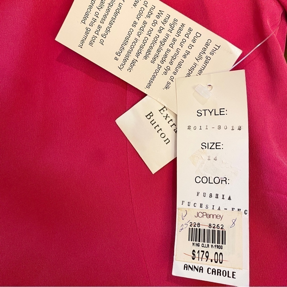 Anna Carole Sz 14 Silk 100% Blazer Shoulder Pads Hot Pink Barbiecore Barbie - Picture 8 of 10